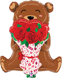 #442 Rose Bouquet Bear 25in Balloon