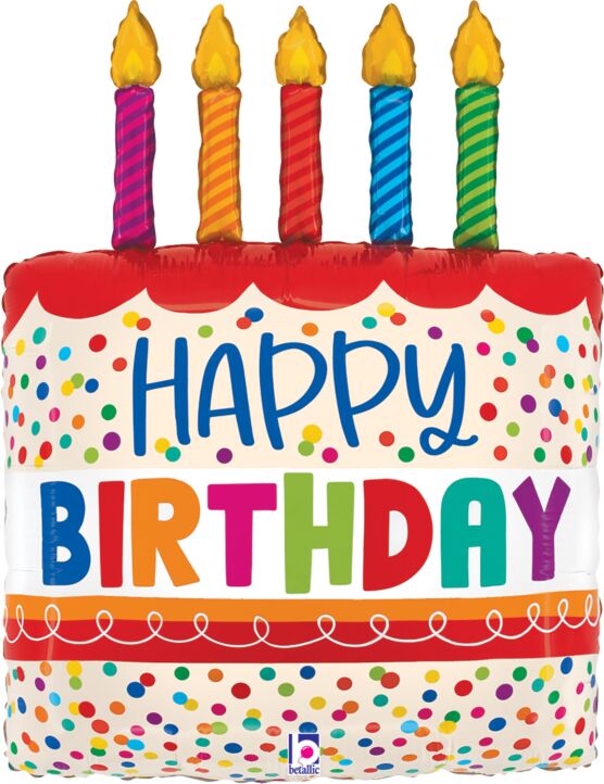 #041 Birthday Cake Bright Candles 30in Balloon
