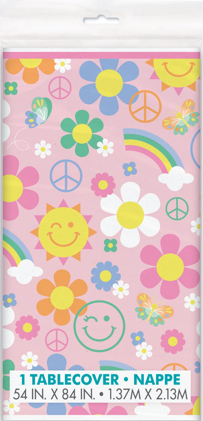 Groovy Birthday Rectangular Plastic Table Cover 54in x 84in