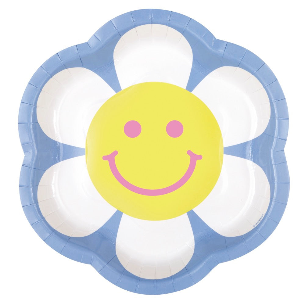 Groovy Birthday Flower Shaped 8.25in Plates 8ct