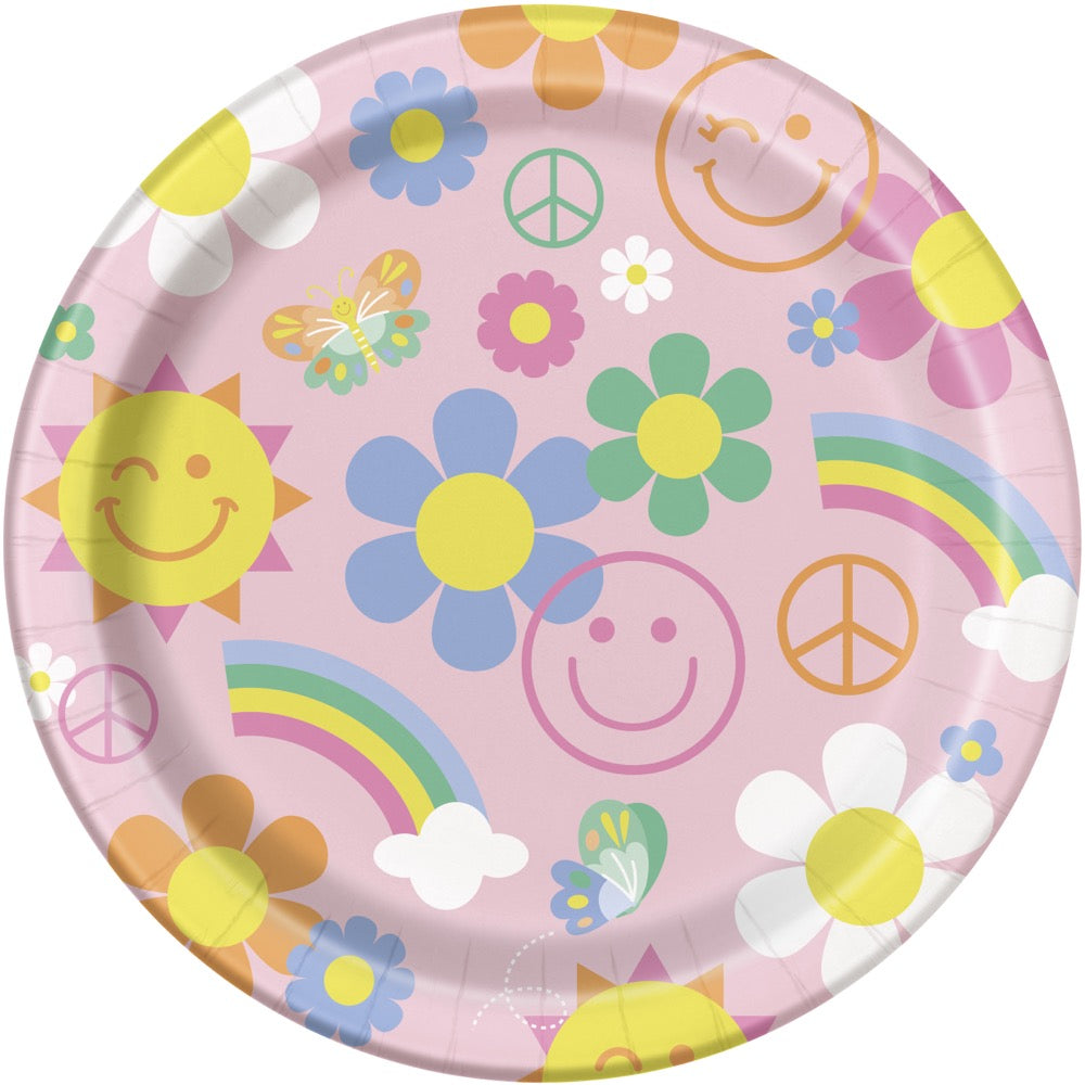 Groovy Birthday Round 9in Dinner Plates 8ct