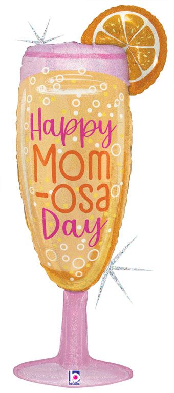 #S34 Happy Mom-Osa Champagne Glass 40in Balloon