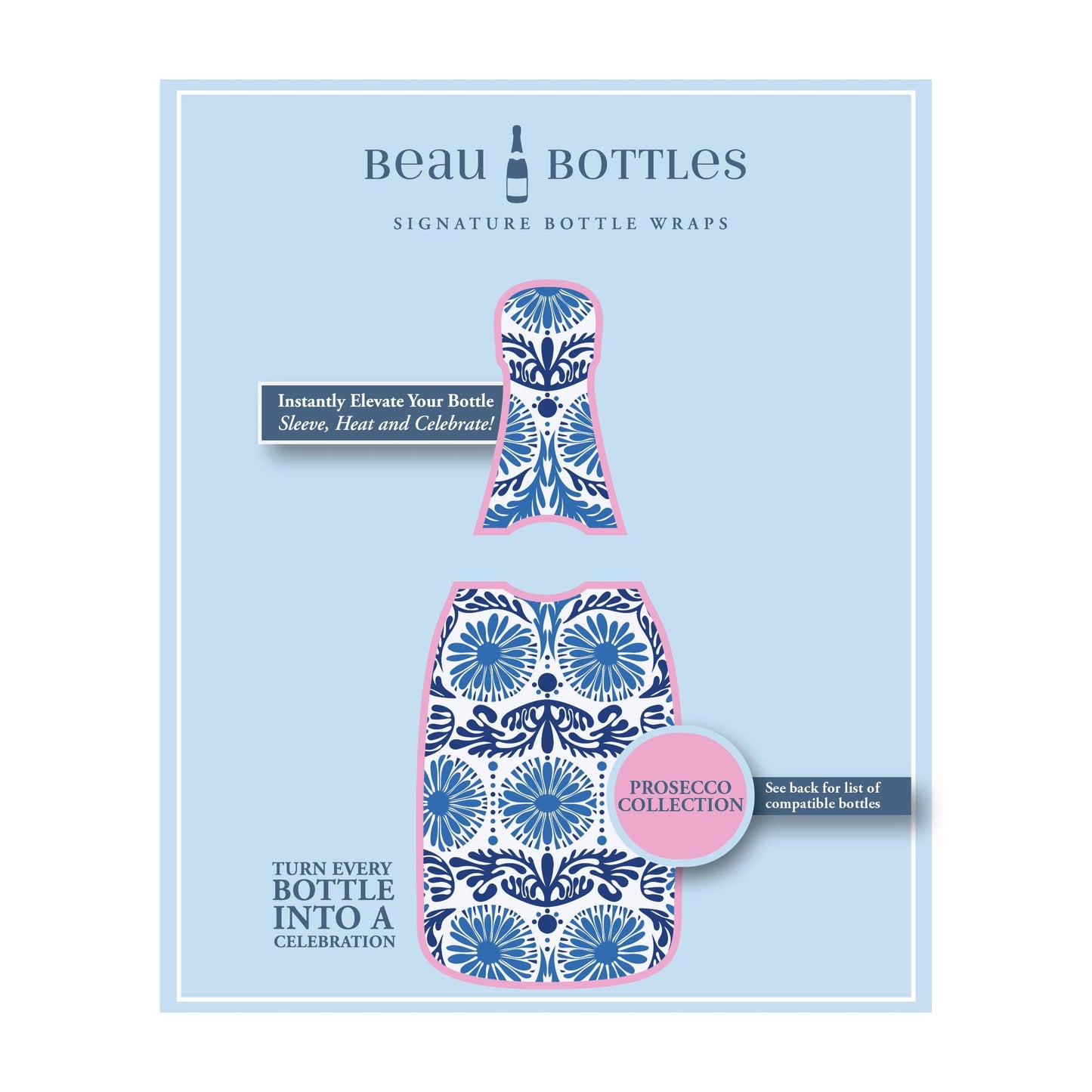 Beau Bottle x Sheridan French Collection - Navy Jardin - Prosecco Collection