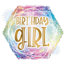 #022 Opal Pastel Geo Birthday Girl 18in Balloon