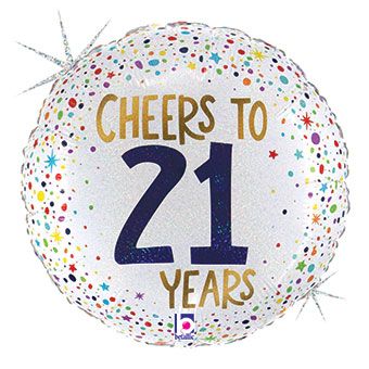 #122 Cheers to 21 Years 18in Balloon