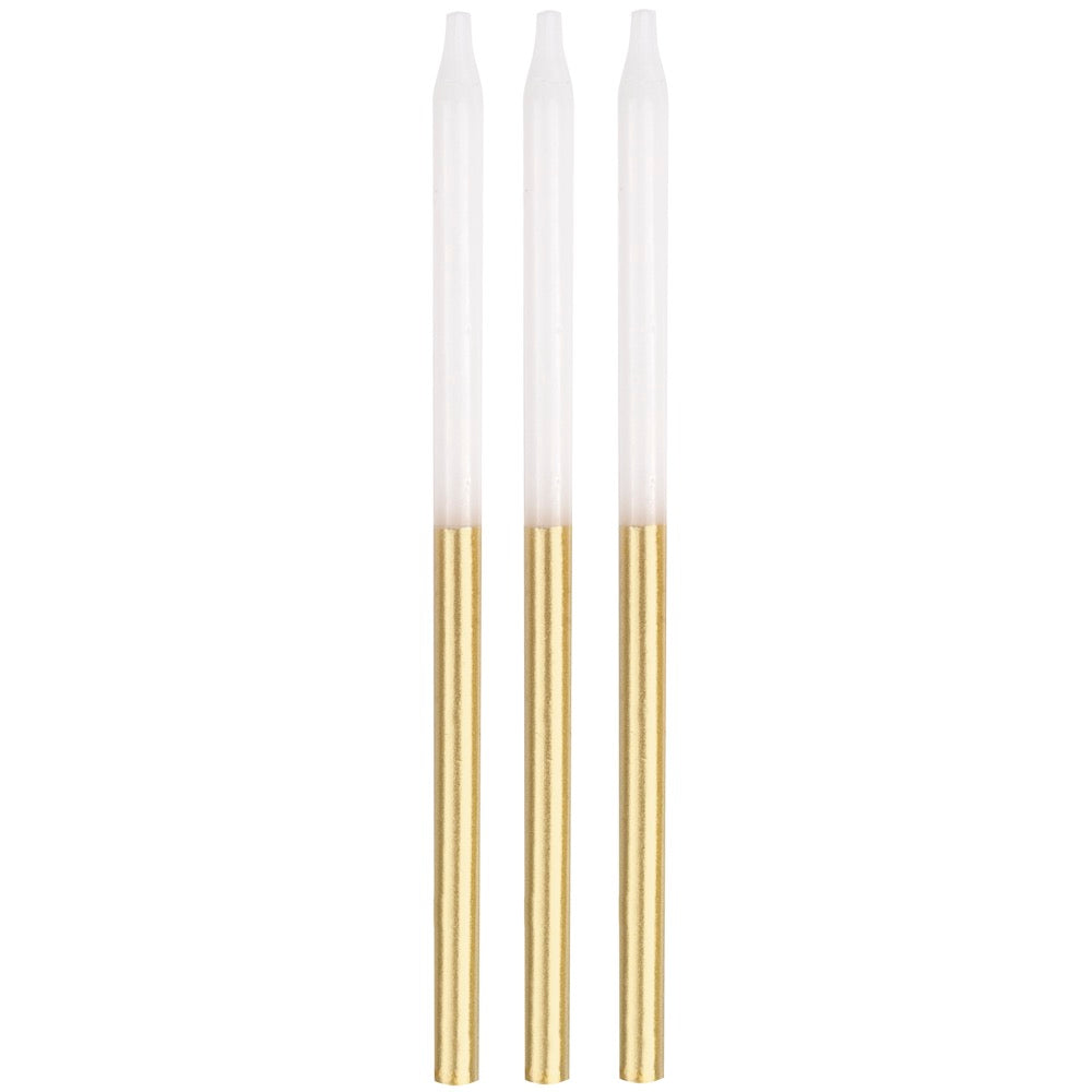 Gold Metallic Dipped 5in Birthday Candles 12ct