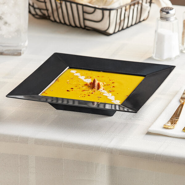Premium Plastic Square Black Plates and Bowls