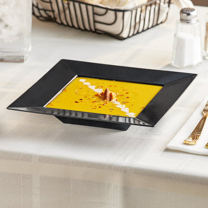 Premium Plastic Square Black Plates and Bowls