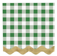 Garden Party Plaid Scalloped Beverage Napkins 16ct - Foil Stamping