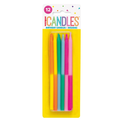 Assorted Two-Color 5 Birthday Candles 12ct
