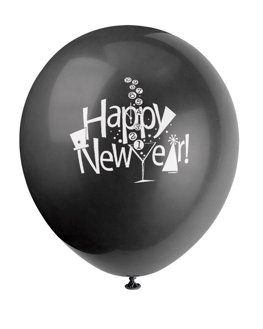 New Year's Countdown 12in Latex Balloons 8ct