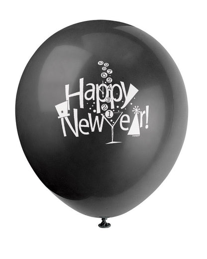 New Year's Countdown 12in Latex Balloons 8ct