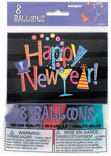 New Year's Countdown 12in Latex Balloons 8ct