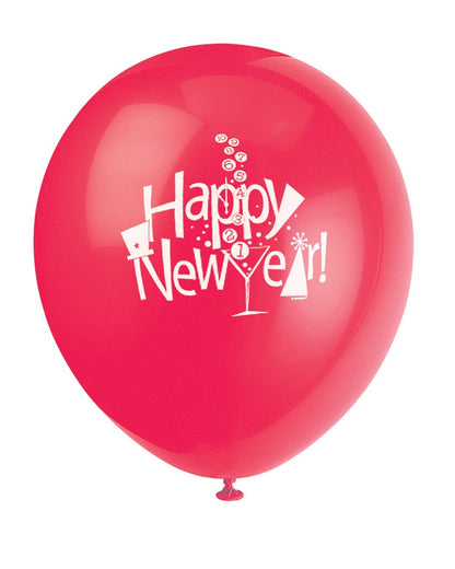 New Year's Countdown 12in Latex Balloons 8ct
