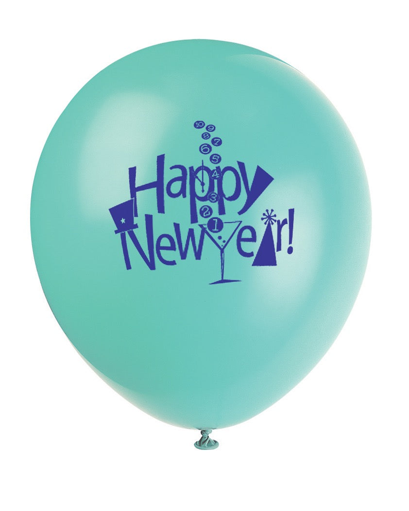 New Year's Countdown 12in Latex Balloons 8ct