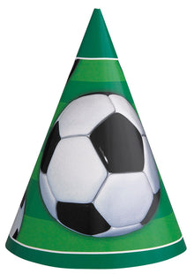 3D Soccer Party Hats 8ct