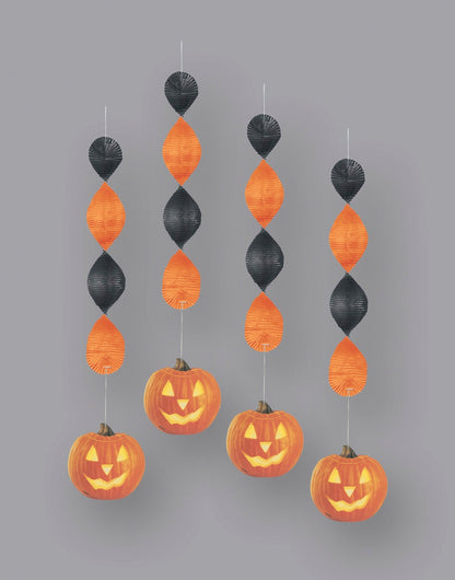 Pumpkin Glow Hanging Decoration 18in 4ct