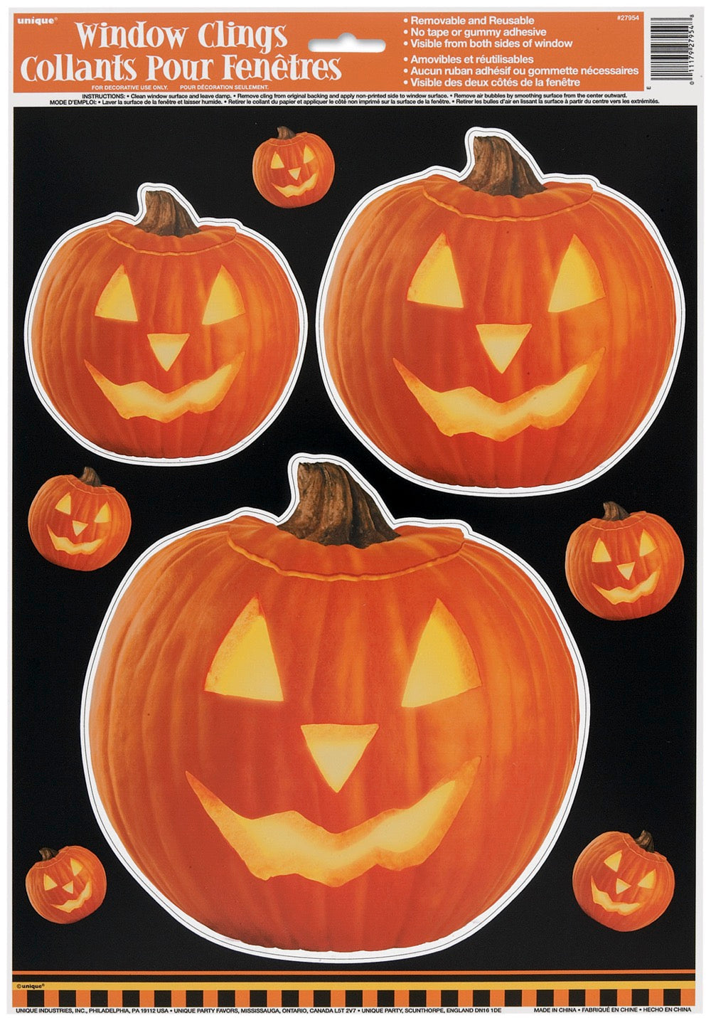 Pumpkin Glow Window Clings Sheet