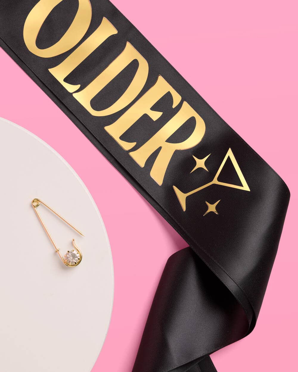 Tini Bit Older Sash - black satin sash, martini party