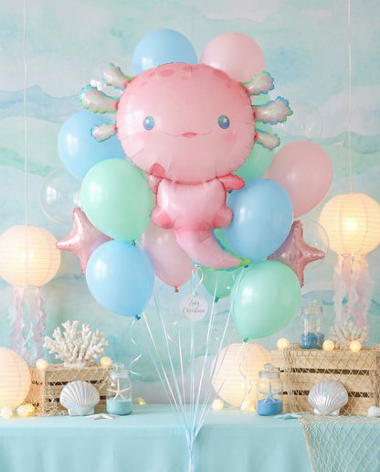 #403A Pink Axolotl Foil Balloon