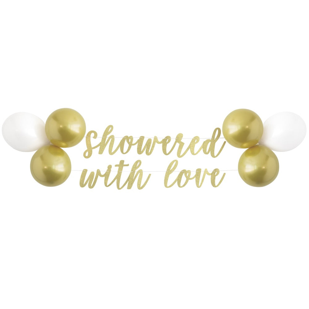 Glitter Showered with Love Banner & Latex Balloon Kit