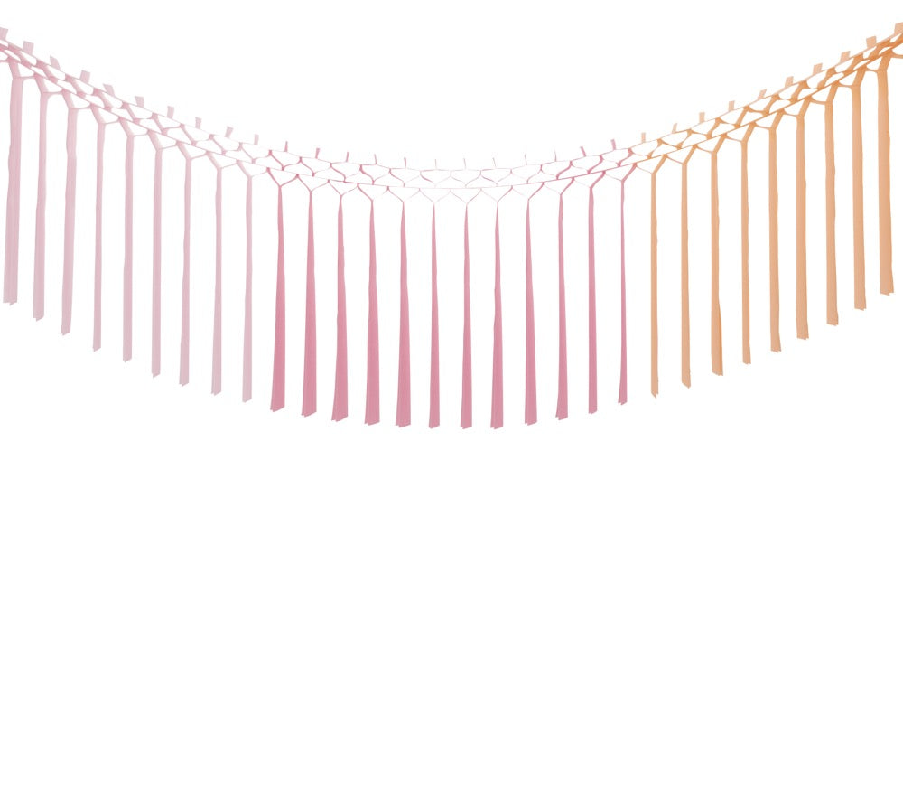 Peach Pink & Light Pink Macrame Tissue Garland 6ft