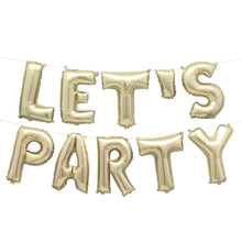 Gold Let's Party 14in Foil Letter Balloon Banner Kit