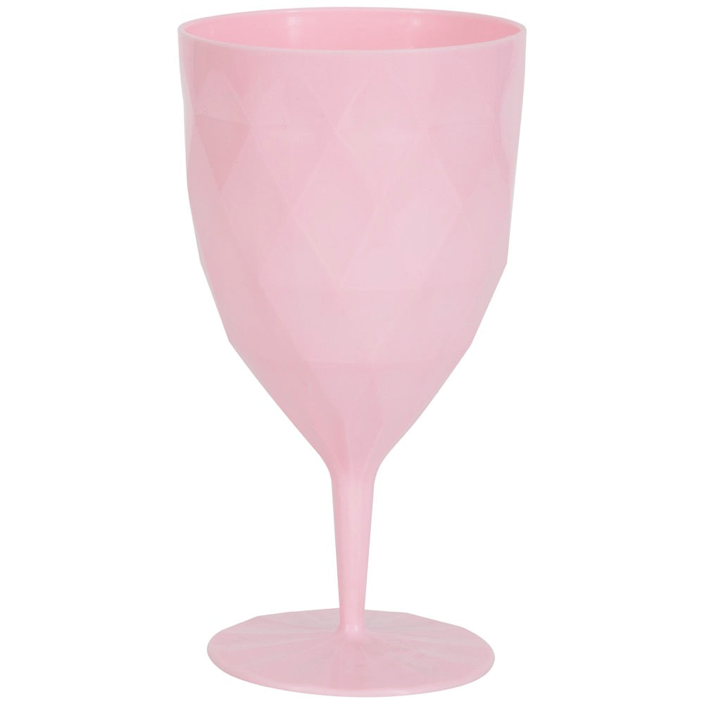 Pink Quilted Texture Plastic Wine Glass