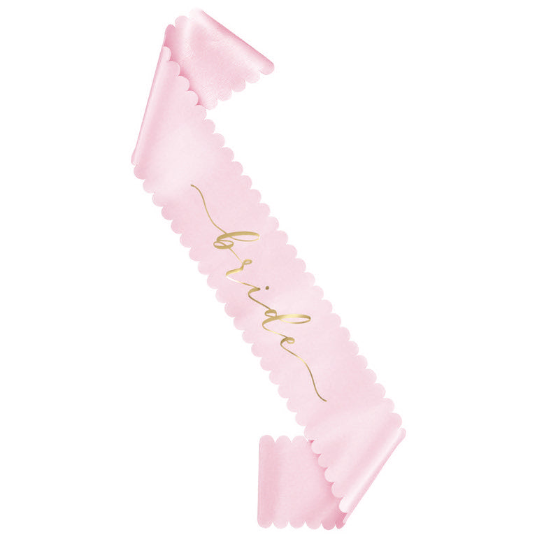 Pink and Gold Scalloped Edge Bride Bachelorette Party Sash