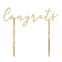 Gold Metallic Plastic Congrats Cake Pick