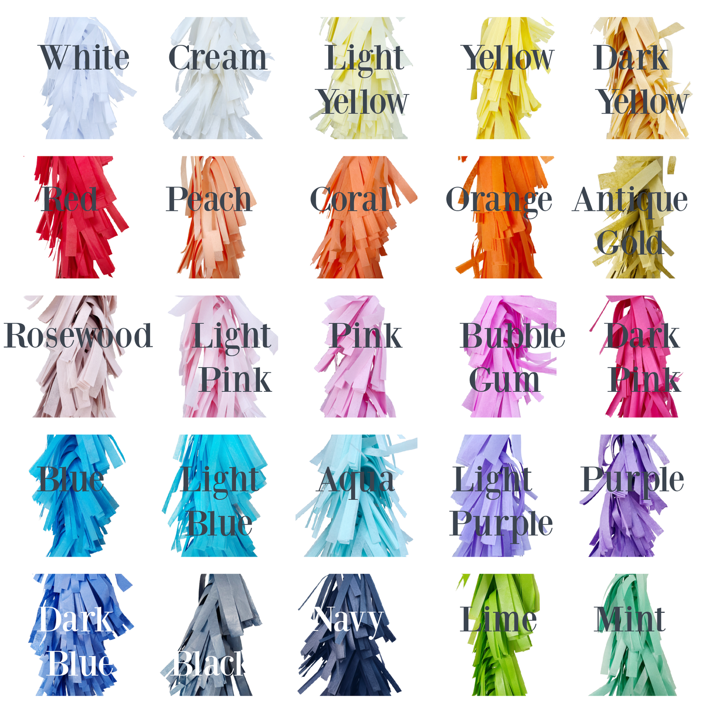 Fringed Tissue Balloon Tassel ( Solid Colors)