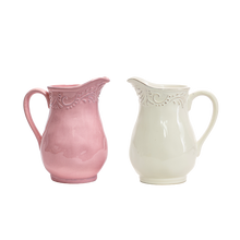 7.25"H Ceramic Pitcher with Embossed Details