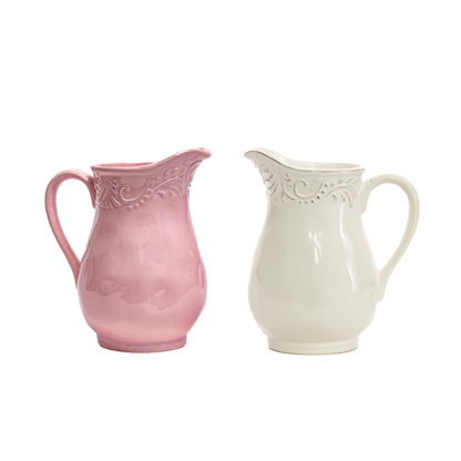 7.25"H Ceramic Pitcher with Embossed Details
