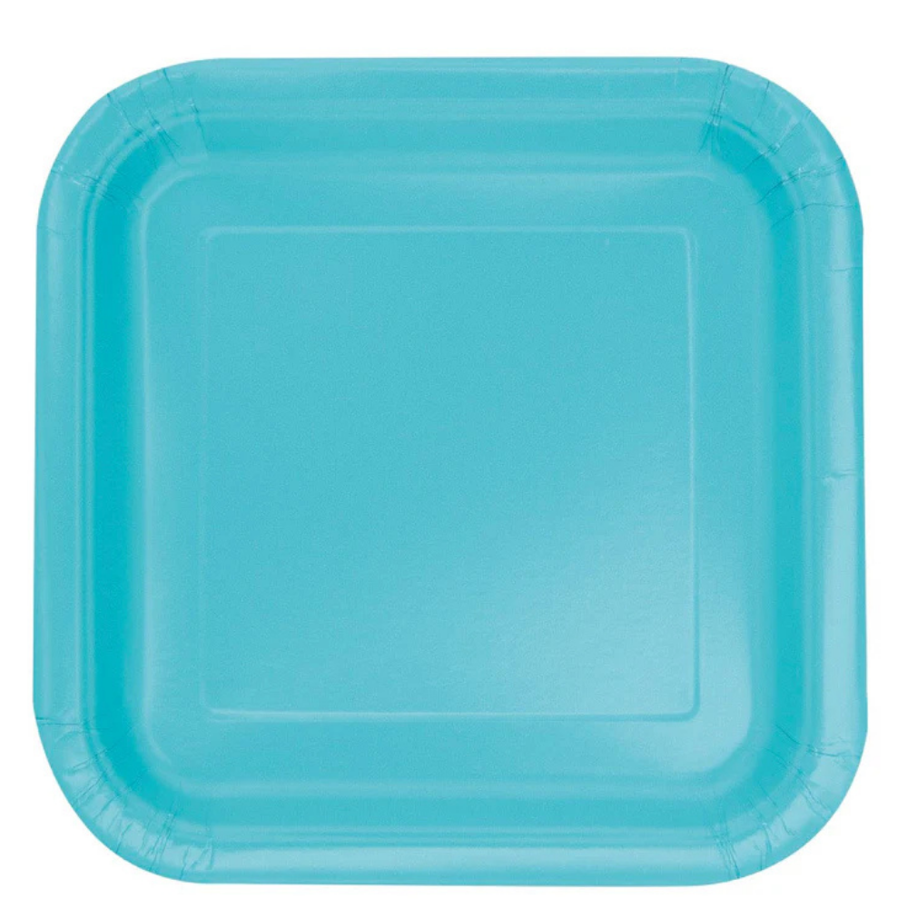 Teal Square 9in Dinner Plates 14ct