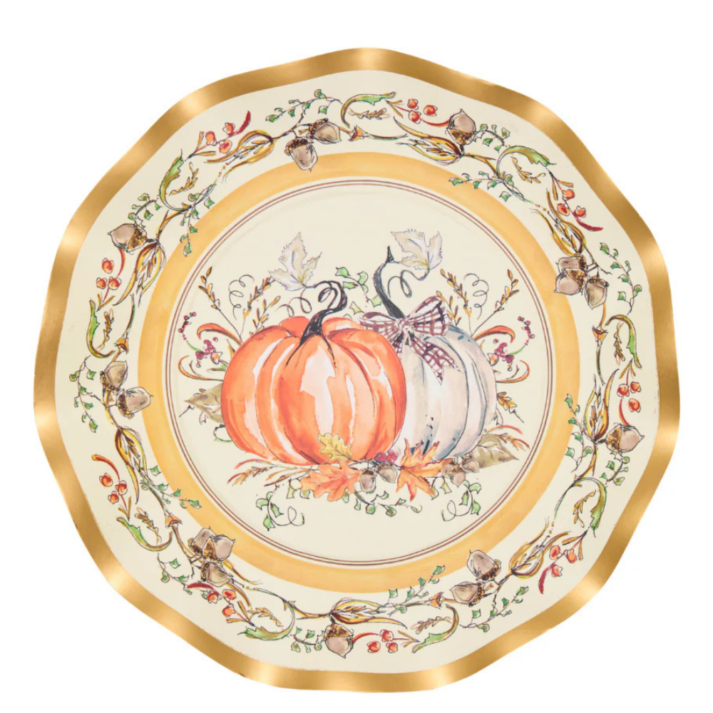 Turkey & Gourds 8in Salad Plates 8ct