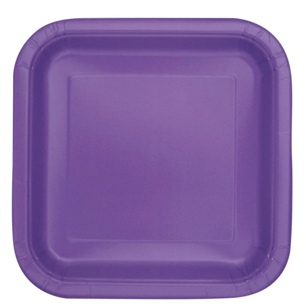 Purple Square 9in Dinner Plates 14ct