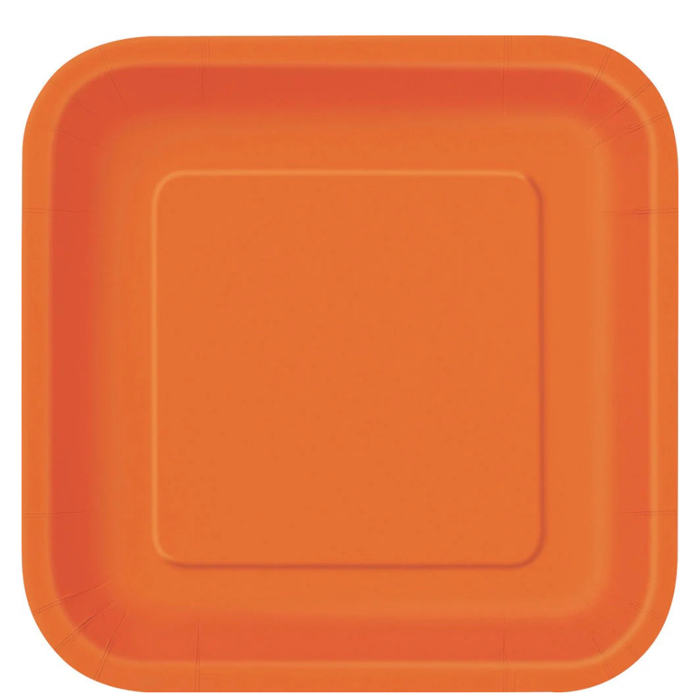 Orange Square 9in Dinner Plates 14ct