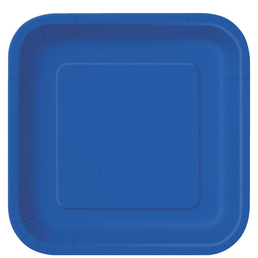 Royal Blue Square 9in Dinner Plates 14ct