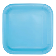 Light Blue Square 9in Dinner Plates 14ct