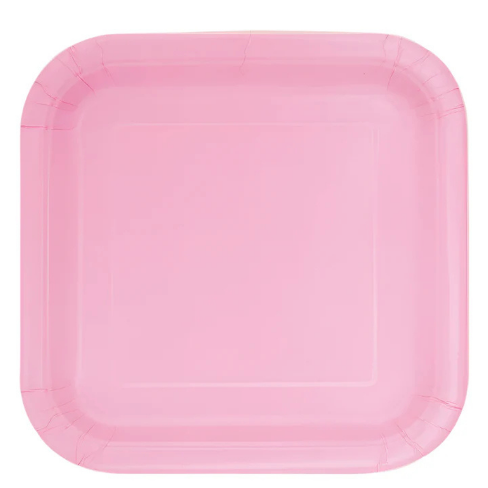 Pink Square 9in Dinner Plates 14ct