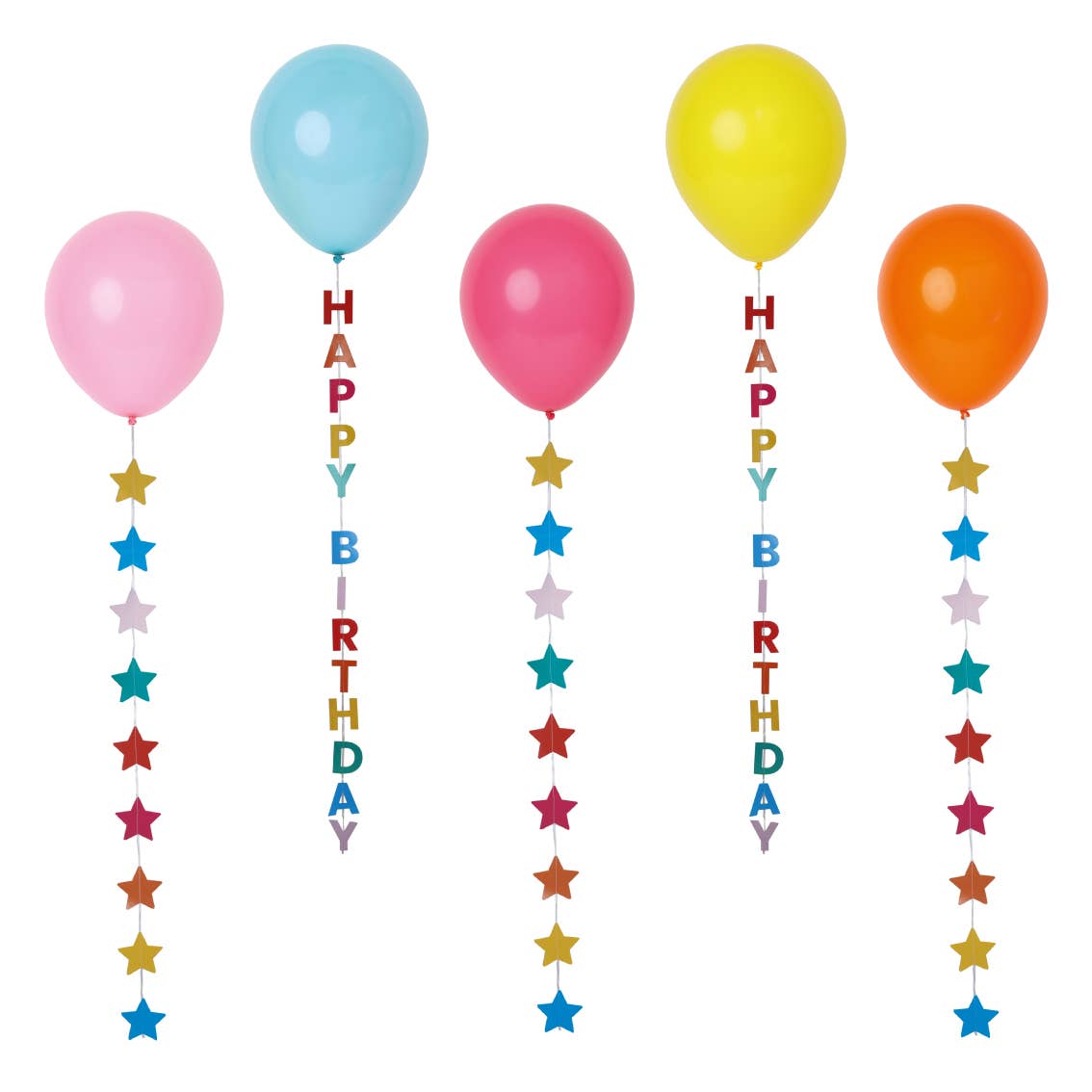 Birthday Balloons With Star and Tails 5ct