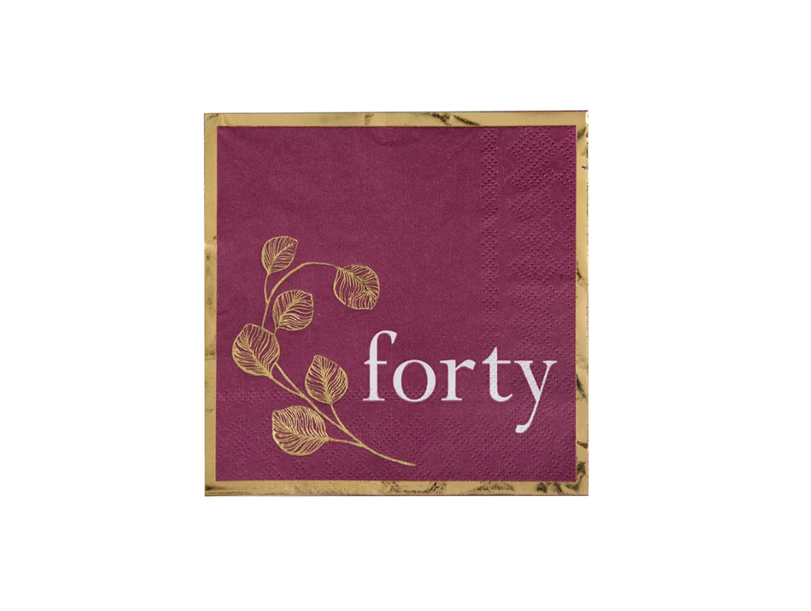 40th Cocktail Napkins - 20 Pk. - 2 Color Options