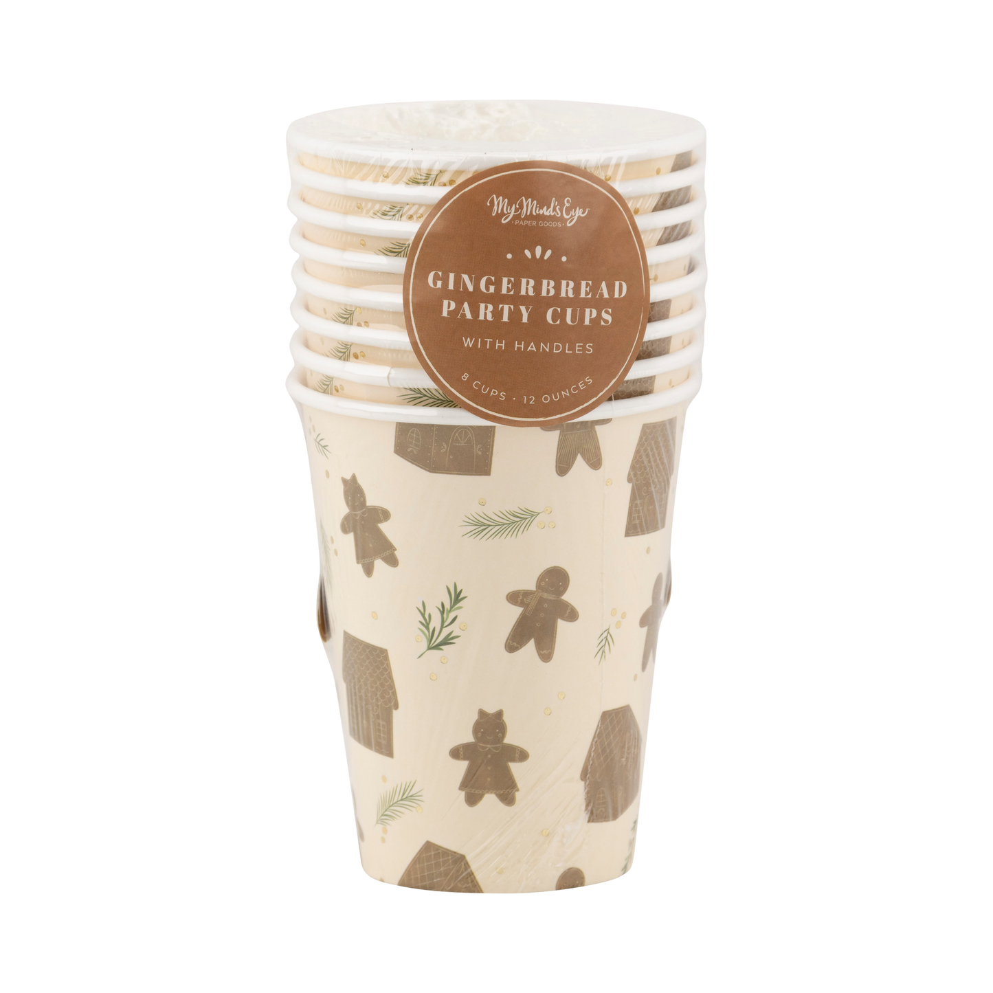 Whimsy Gingerbread Handled 12oz Paper Cups 8ct