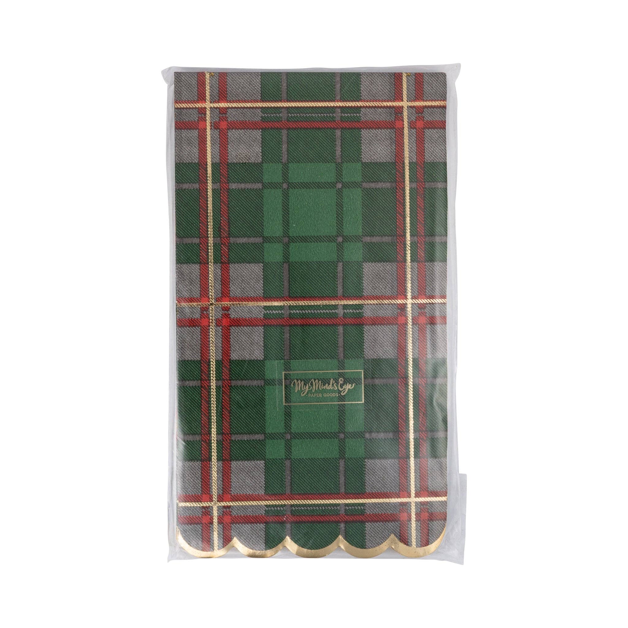 Green Christmas Plaid Dinner Napkin - Thumbnail 4