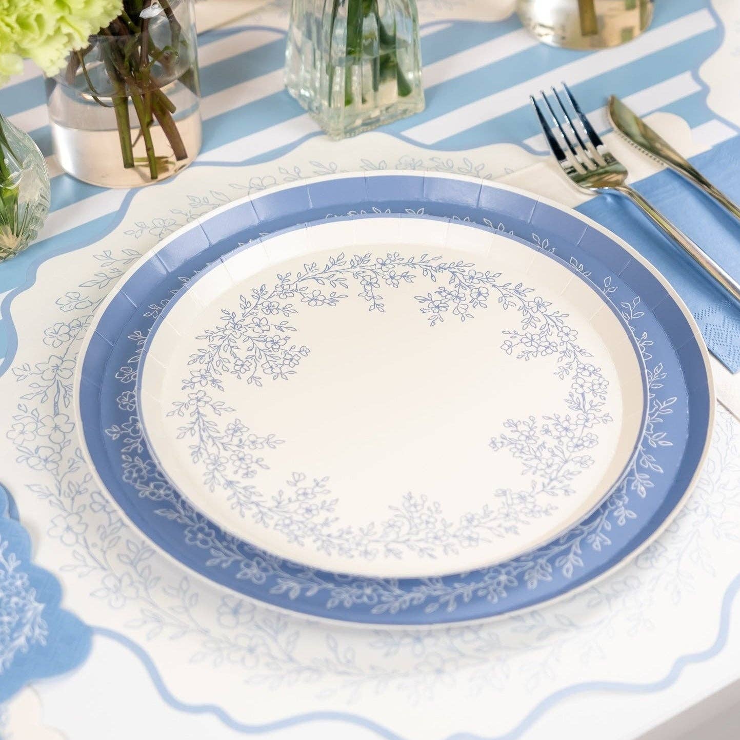 Floral Elegance Blue Placemats 12ct