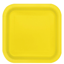 Yellow Square 9in Dinner Plates 14ct