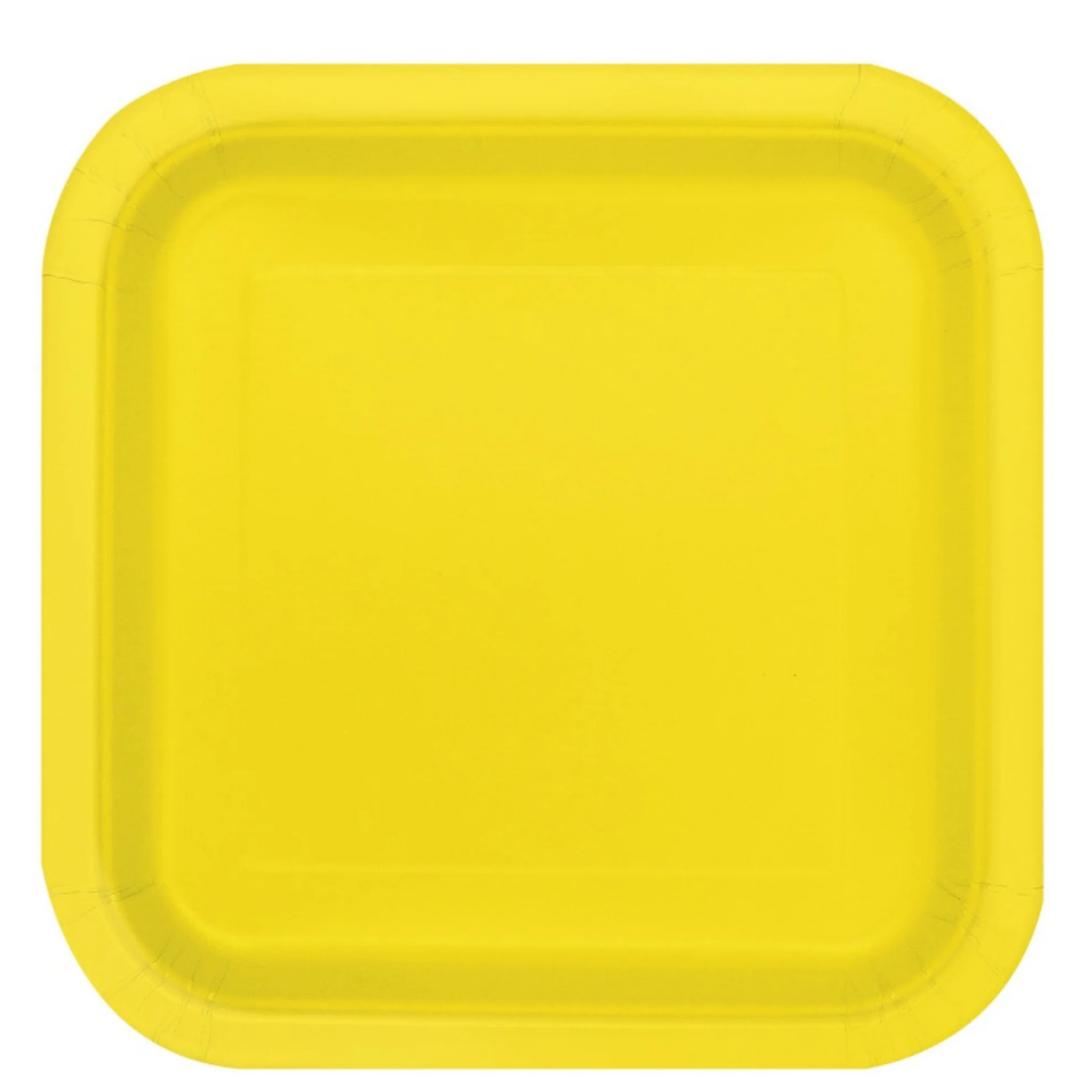 Yellow Square 9in Dinner Plates 14ct