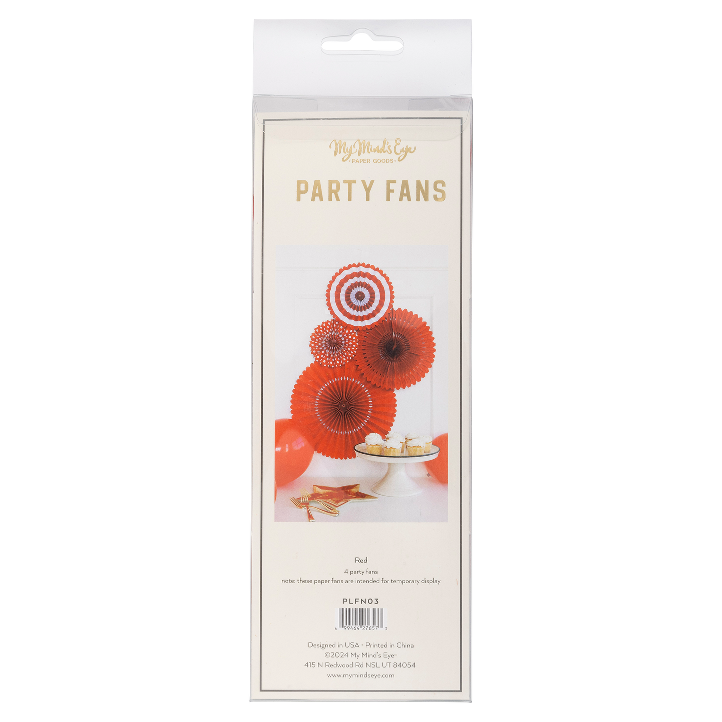 Red and White Basic Party Fan Set