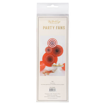Red and White Basic Party Fan Set