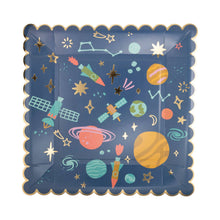 Space Pattern 9in Square Plates 8ct